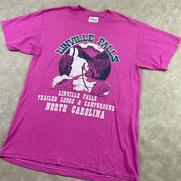 Vintage Linville Falls North Carolina Shirt 80s Campground Single Stitch Barbour - Picture 2 of 9